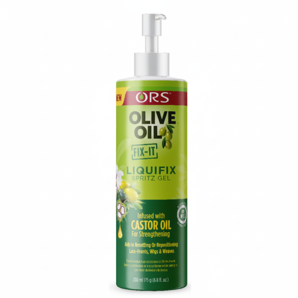 ors olive oil liquifix spritz gel for sleek hold frizz control and edge protection smooth shiny hair