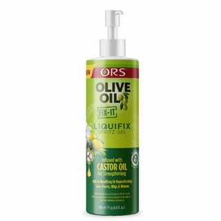 ors olive oil liquifix spritz gel for sleek hold frizz control and edge protection smooth shiny hair