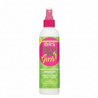 ors olive oil girls leave in detangler 251ml with aloe keratin for smoothing and detangling hair
