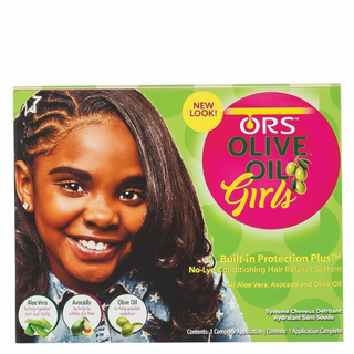 ors olive oil girls no lye conditioning hair relaxer kit for smooth straight soft manageable hair