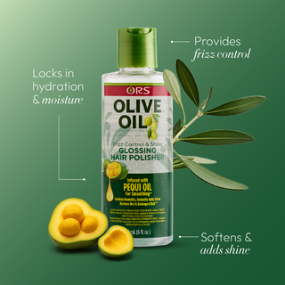 ors olive oil glossing hair polisher 177ml for smoothing frizz and adding shine to sleek hair