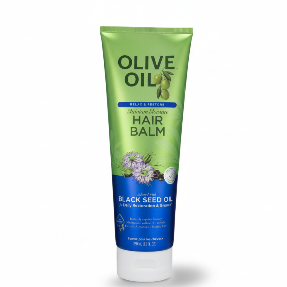 ors olive oil moisture hair balm with black seed oil for soft smooth shiny frizz free healthy hair