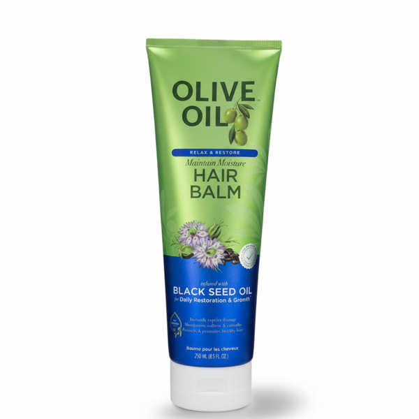 ORS Baume capillaire à l'huile d'olive pour maintenir l'humidité infusé à l'huile de graines noires - 251 ml/ 8,5 fl.oz