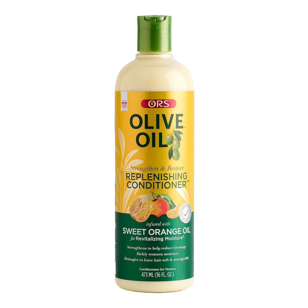ors olive oil replenishing conditioner for hydrated strong soft shiny detangled manageable hair
