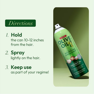 ors olive oil sheen spray with coconut oil for hydrated shiny frizz free soft smooth healthy hair