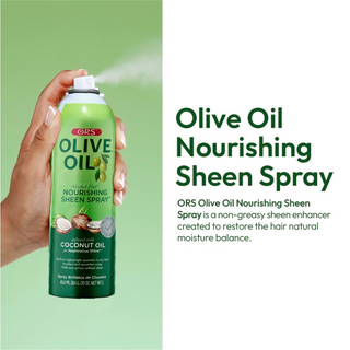 ors olive oil sheen spray with coconut oil for hydrated shiny frizz free soft smooth healthy hair