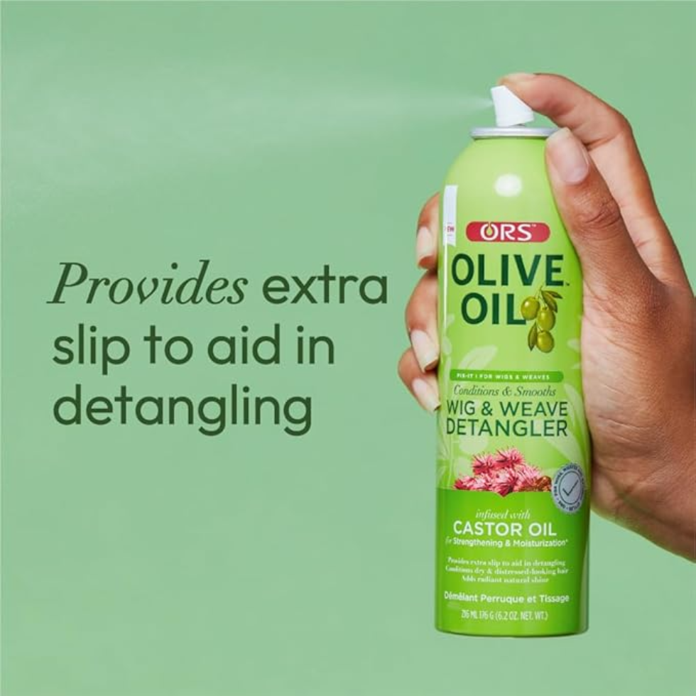 ors olive oil wig and weave detangler with castor oil for smooth soft tangle free manageable hair