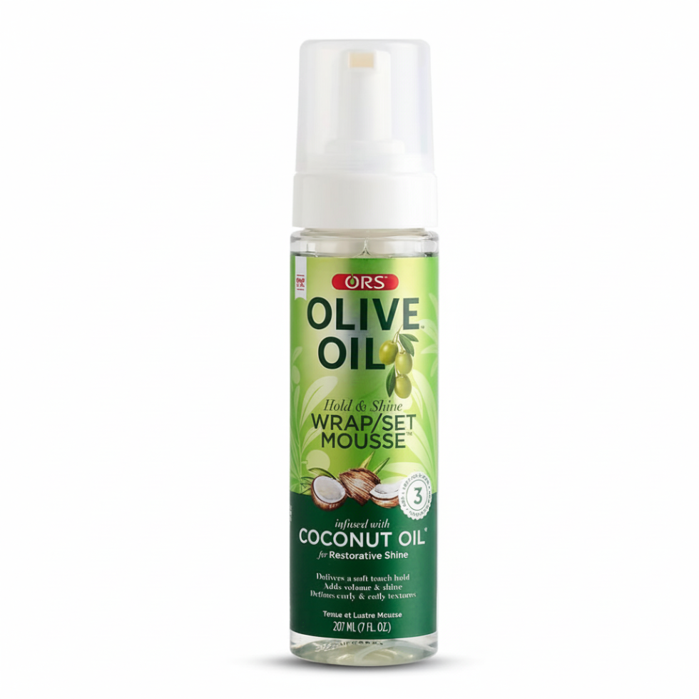 ors olive oil wrap set mousse 207ml for soft hold smooth styling and shiny frizz free hair