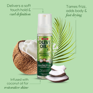 ors olive oil wrap set mousse 207ml for soft hold smooth styling and shiny frizz free hair