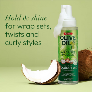 ors olive oil wrap set mousse 207ml for soft hold smooth styling and shiny frizz free hair