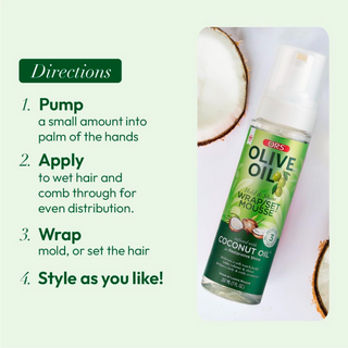ors olive oil wrap set mousse 207ml for soft hold smooth styling and shiny frizz free hair