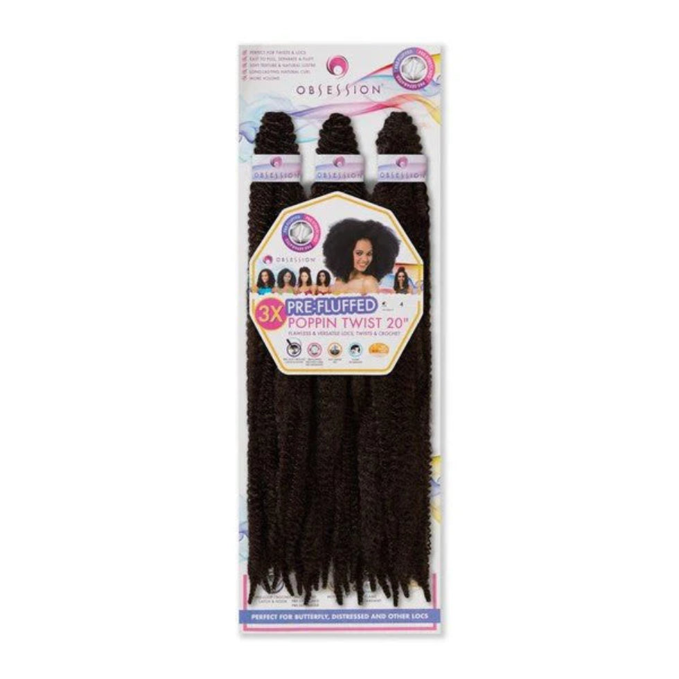 obsession poppin twist 3x20 4 synthetic braiding hair extensions medium brown protective style twists product