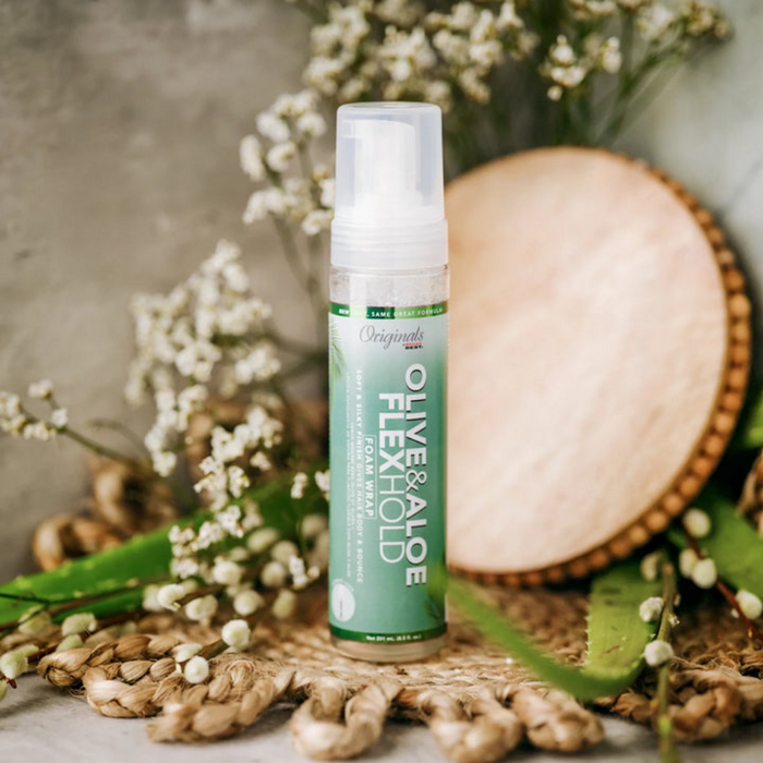originals africa's best olive aloe soft shine flexhold foam wrap 251ml hydrate style shine