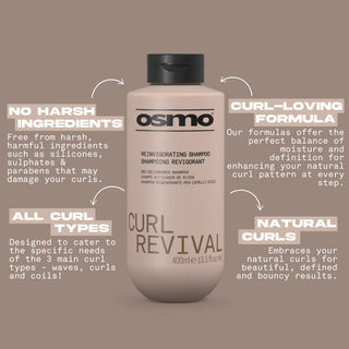 Osmo curl revival reinvigorating shampoo 400ml curl hydration frizz control and curl definition shampoo