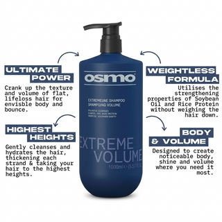 Osmo extreme volume shampoo 1000ml for fine hair adds body lift and fullness salon size volumizing shampoo