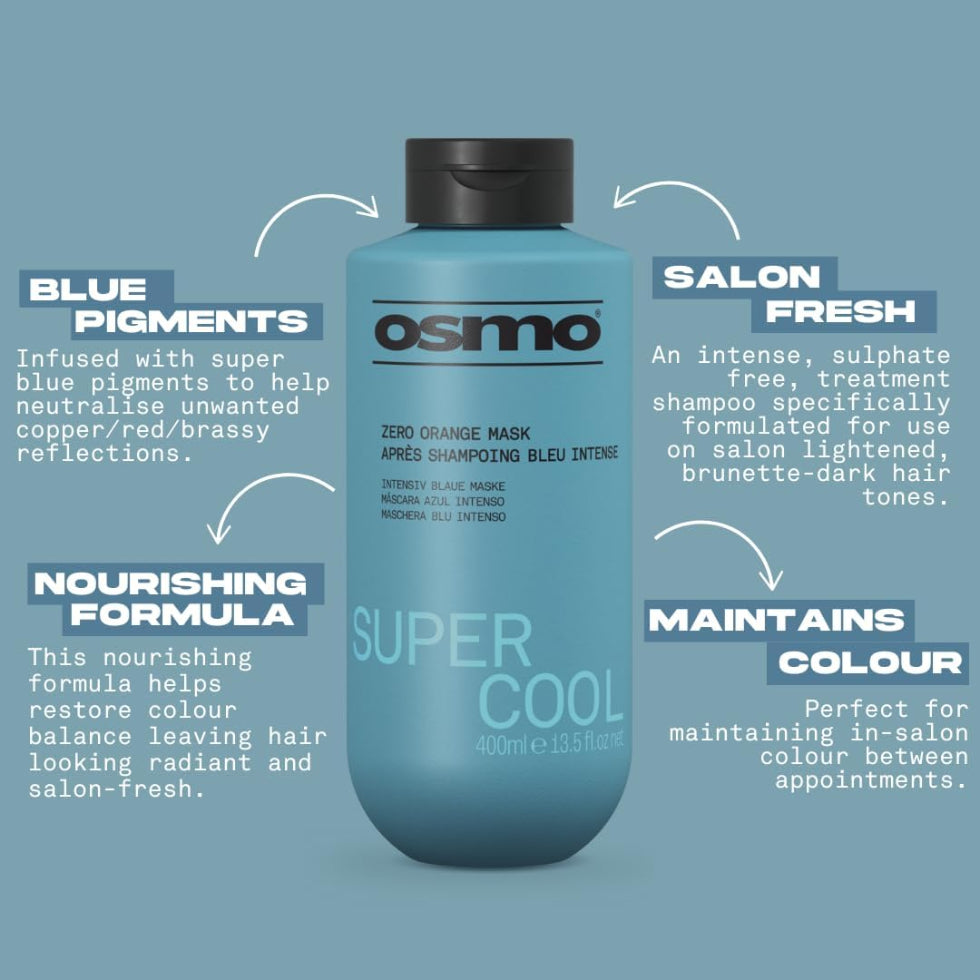Osmo super cool zero orange mask 400ml anti brassy blonde hair toning deep conditioning treatment