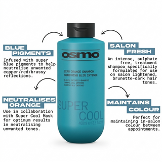 Osmo super cool zero orange shampoo 400ml anti brassy toner for blonde hair color correction shampoo