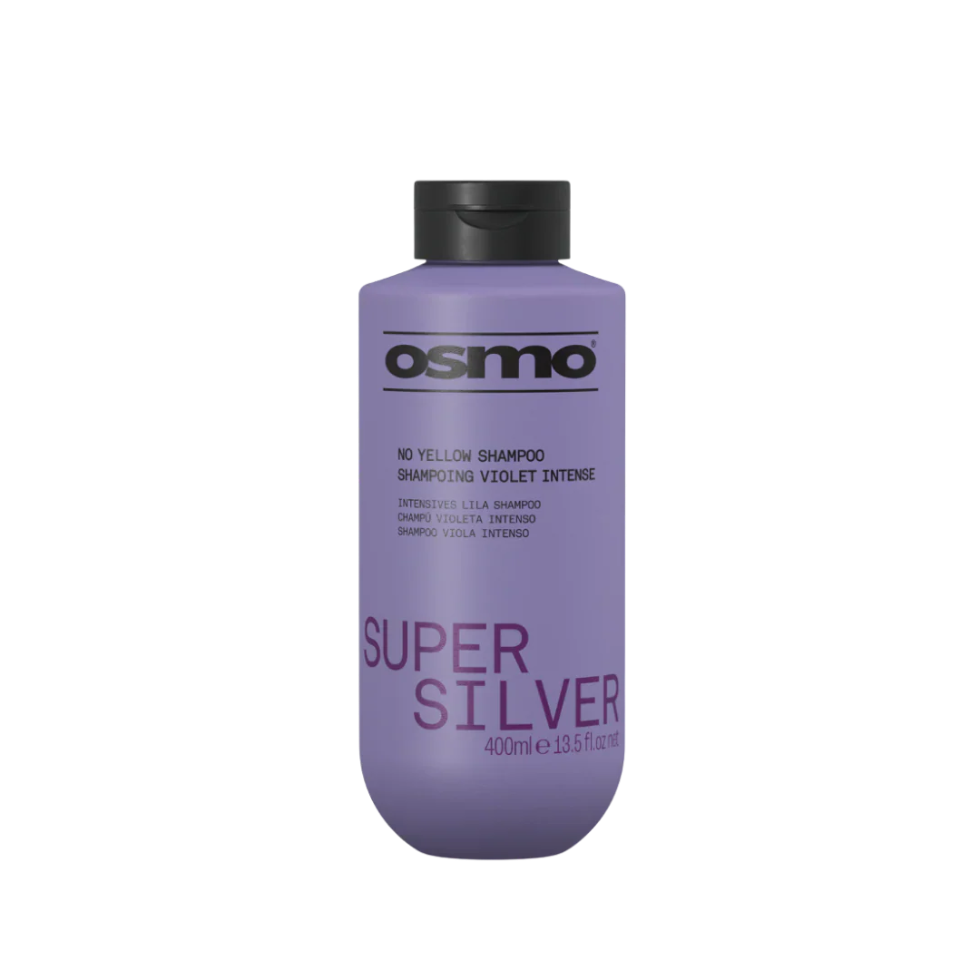 Osmo super silver no yellow shampoo 400ml violet toning shampoo for blonde silver and grey hair brassiness control and shine care shampoo