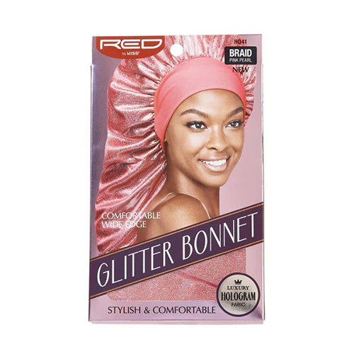 Red by Kiss Glitter Braid Bonnet | Long Hair Protection Nighttime Sleeping Cap