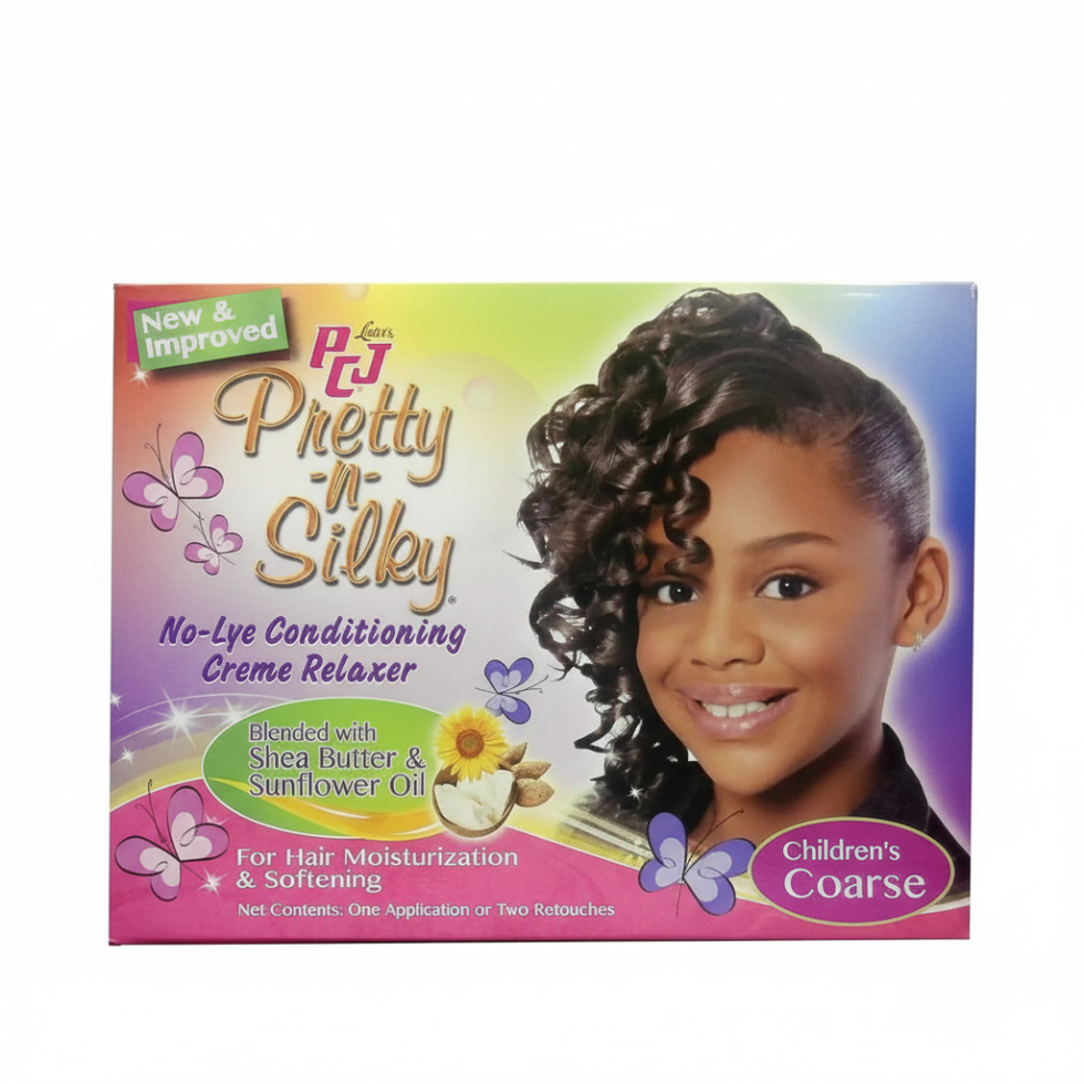 pcj pretty n silky no lye conditioning creme relaxer childrens coarse hair complete kit