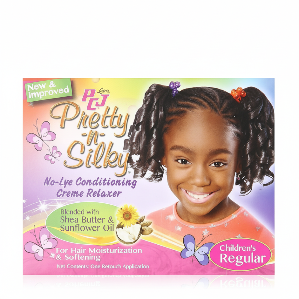 pcj pretty n silky no lye conditioning creme relaxer childrens regular complete hair relaxer kit