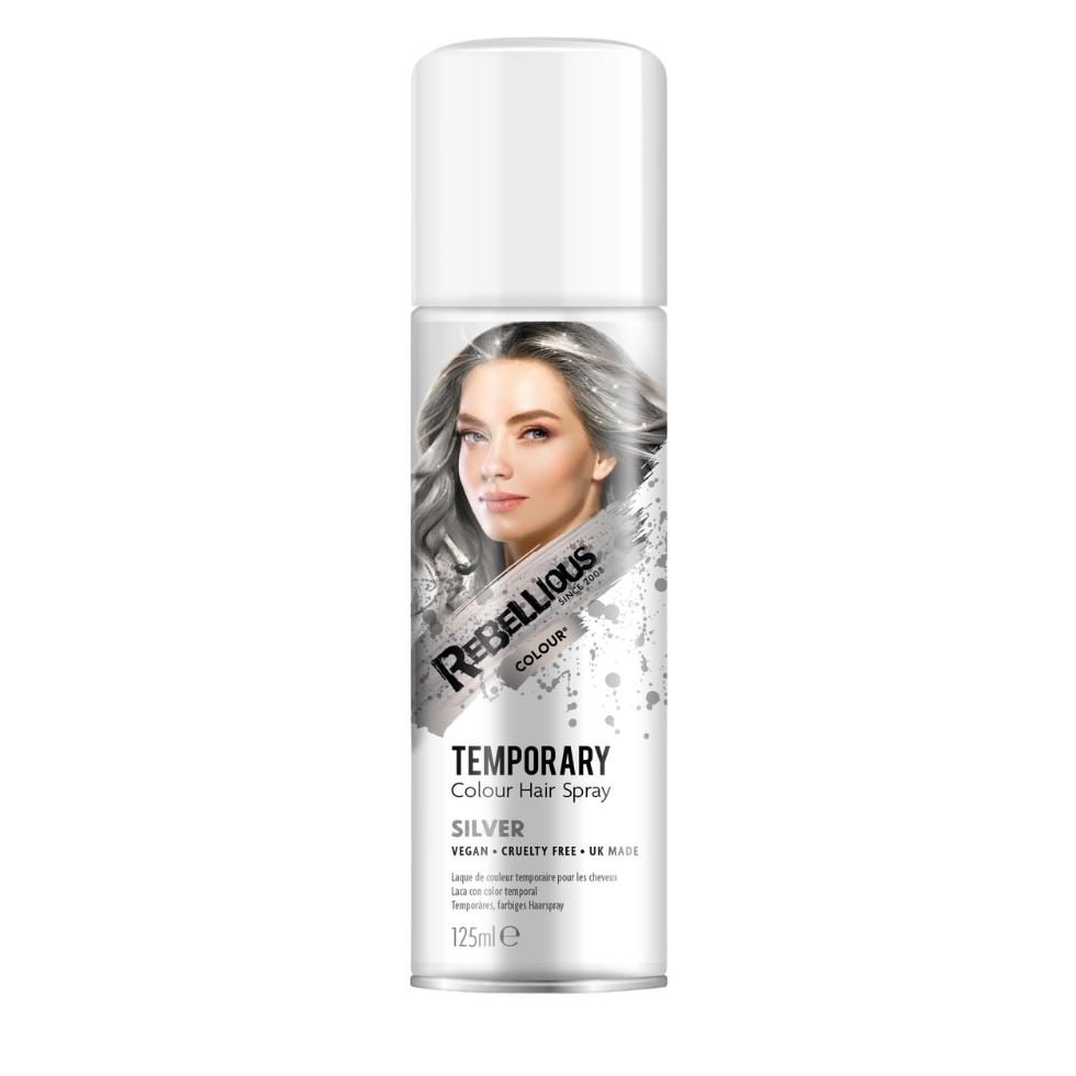 Paint Glow silver hair colour spray 125ml temporary vibrant metallic silver hair spray for instant bold and washable hair styling