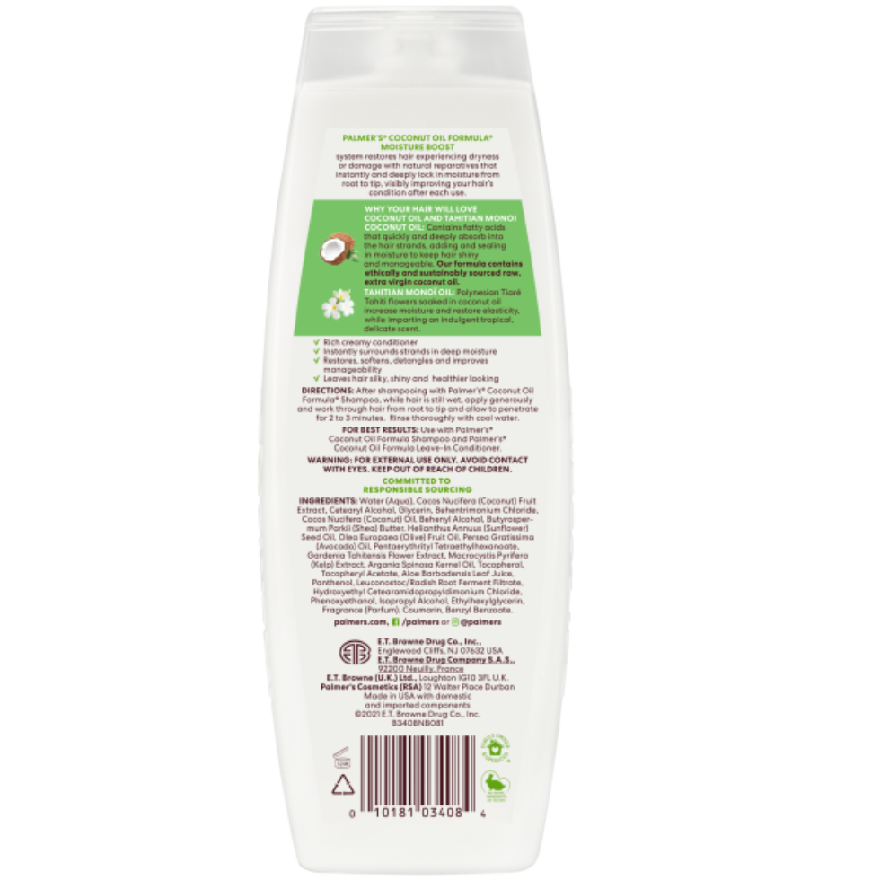 Palmers coconut oil conditioner moisture boost 400ml restores dry damaged hair deep hydration smooth soft shiny hair