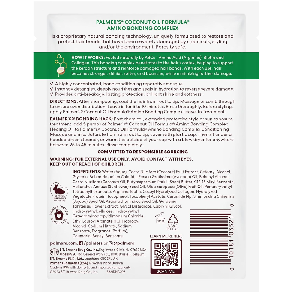 palmers amino bonding conditioning masque 60g hair repair strengthening shine treatment