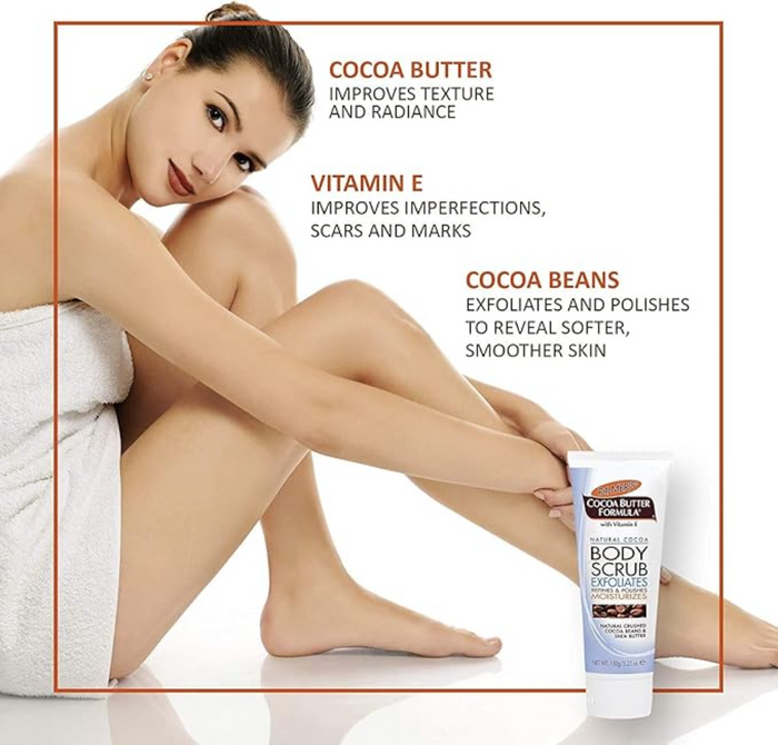 palmers cocoa butter body scrub 200g exfoliating moisturizing skin polish removes dead skin smooth soft radiant glowing skin care
