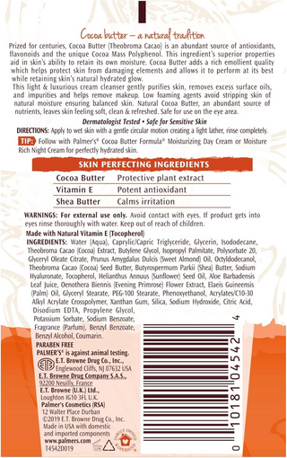 palmers cocoa butter creamy cleanser 150g gentle makeup remover face wash hydrating skin care