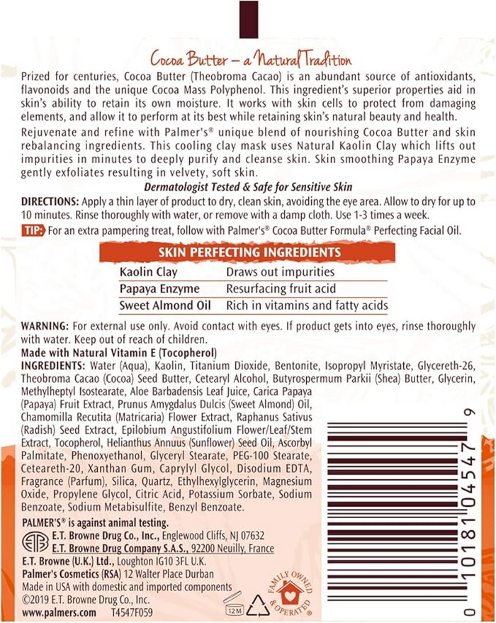 Palmers Cocoa Butter Enzyme Mask 120g | Purify & Smooth Skin Care