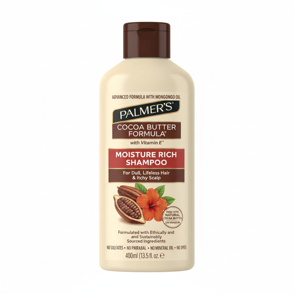 palmers cocoa butter moisture rich shampoo 400ml hydrate soothe nourish dry hair soft smooth healthy cleanser