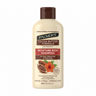 palmers cocoa butter moisture rich shampoo 400ml hydrate soothe nourish dry hair soft smooth healthy cleanser
