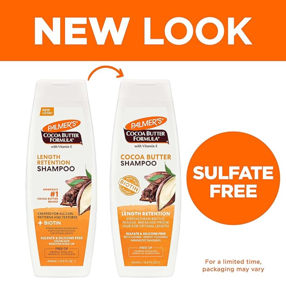 palmers cocoa butter shampoo 400ml sulfate free silicone free length retention hydrating hair