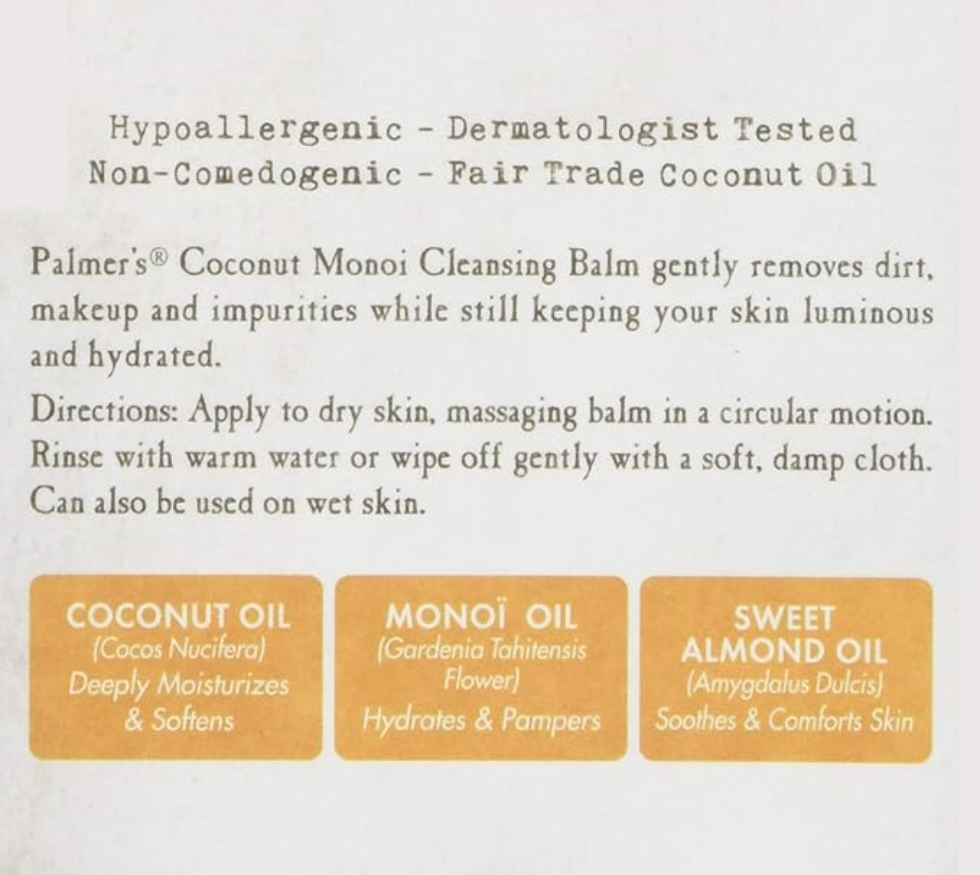 palmers coconut monoi cleansing balm 2.25oz makeup removing face cleanser gentle hydrating skin care