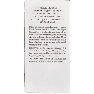 palmers coconut monoi facial oil 30ml luminous hydration radiant glow smooth healthy skin oil