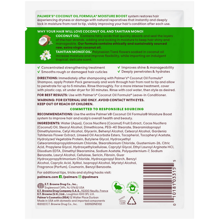 Palmers Coconut Oil Protein Pack 60g | Repair Strengthen Deep Conditioning Hair