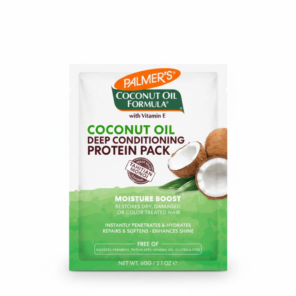palmers coconut oil deep conditioning protein pack 60g repair strengthen damaged hair moisture shine smooth healthy hair treatment
