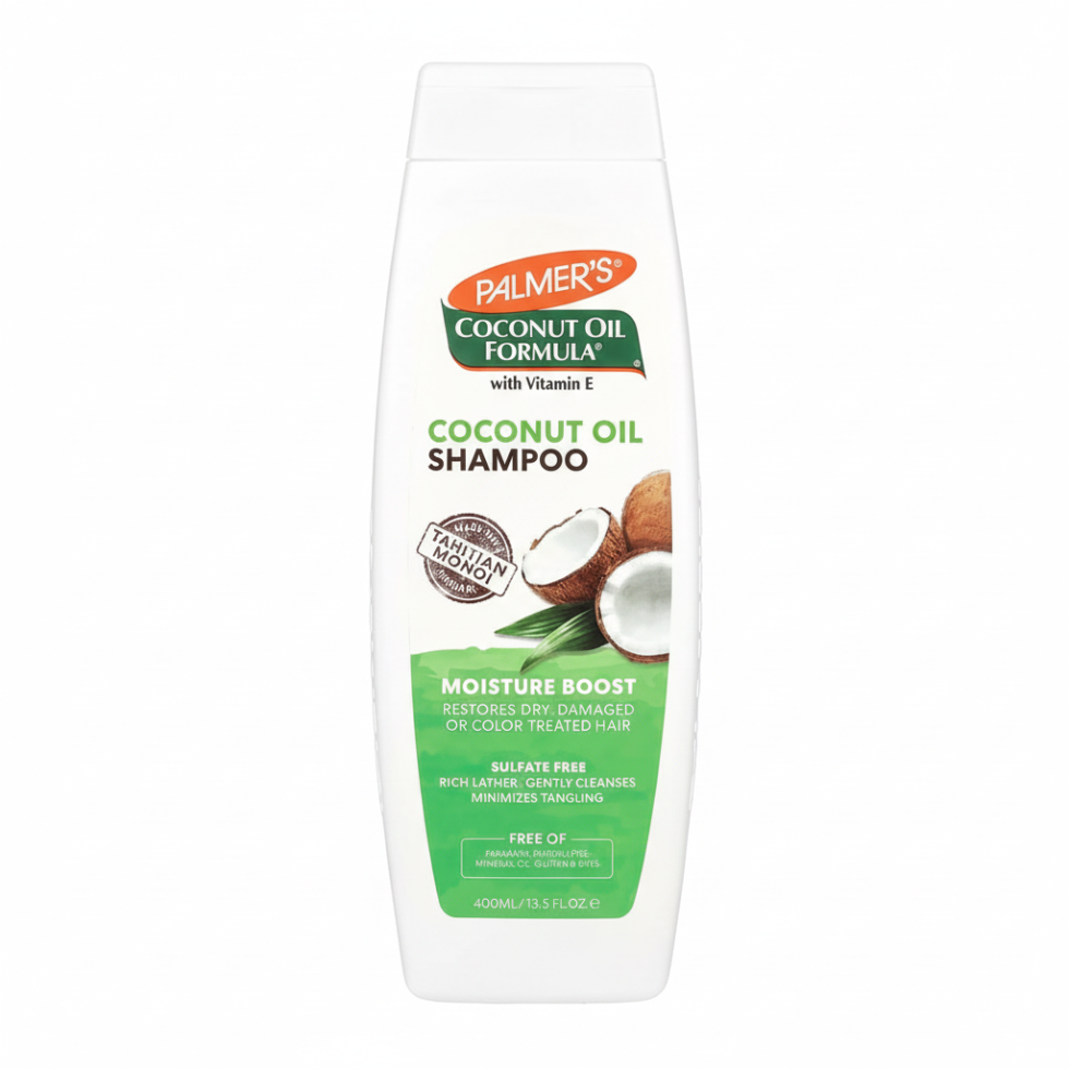 palmers coconut oil shampoo 400ml moisture boost dry damaged color treated hair hydration smooth soft hair