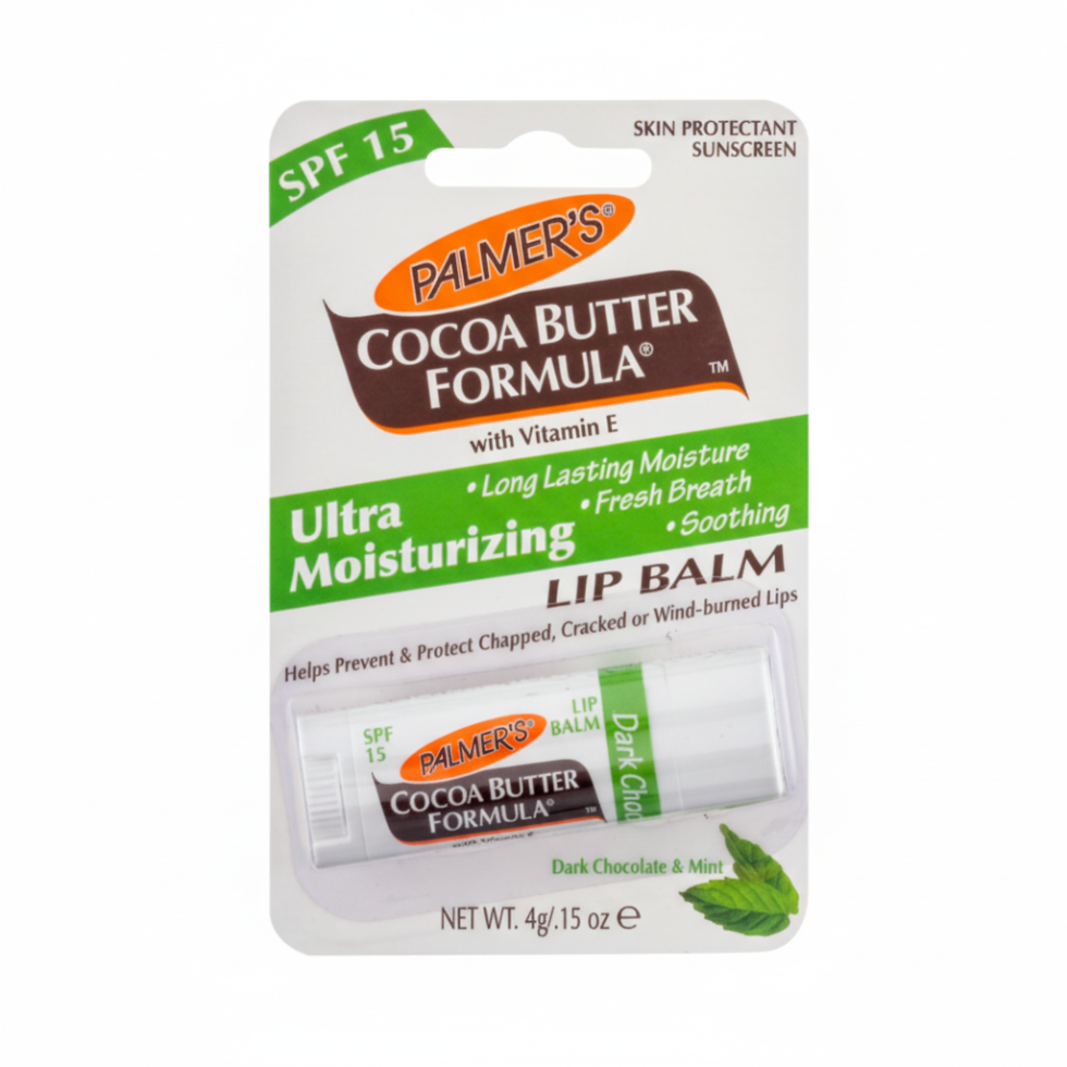 palmers dark chocolate mint lip balm spf15 cocoa butter vitamin e for soft protected lips