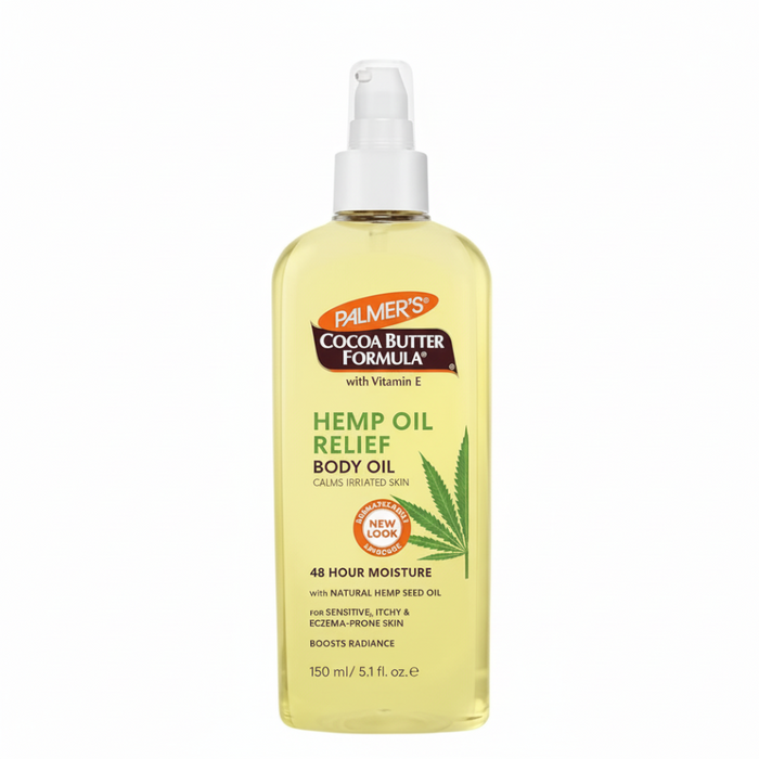 palmers hemp oil calming relief body oil 150ml hydrate soothe dry skin soft smooth comfort body care oil