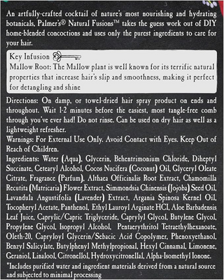 palmers natural fusions mallow root leave in conditioner 250ml detangle shine smooth soft frizz free hair spray