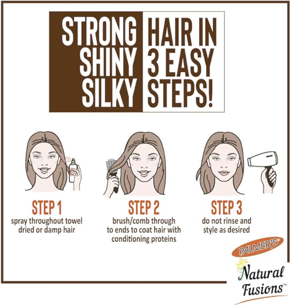 palmers natural fusions mallow root leave in conditioner 250ml detangle shine smooth soft frizz free hair spray