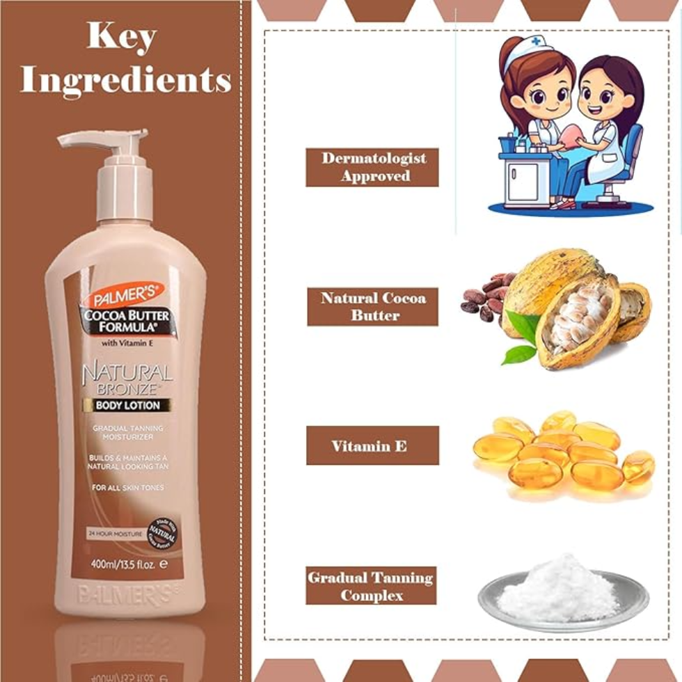Palmers Natural Bronze Body Lotion 400ml | Gradual Tanning Moisturizer Glow