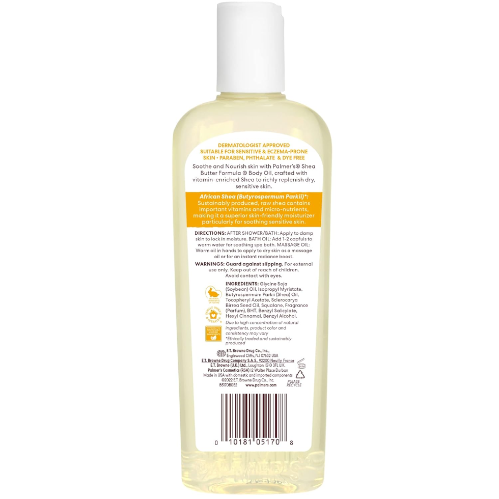 palmers raw shea nourish body oil 250ml vitamin infused hydrating smooth glowing skin oil