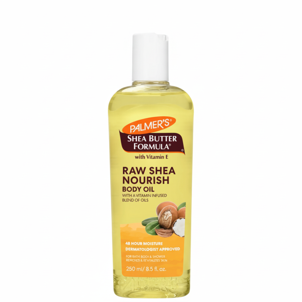palmers raw shea nourish body oil 250ml vitamin infused hydrating smooth glowing skin oil