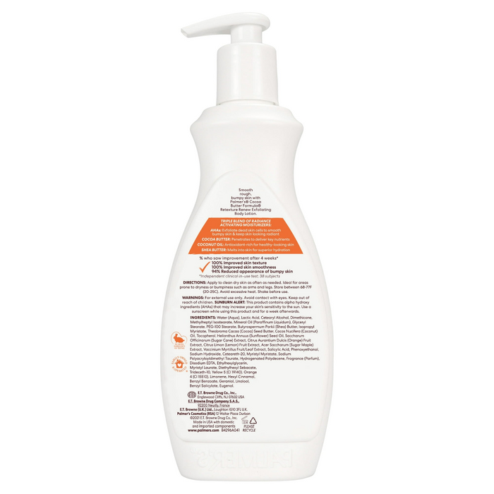 palmers retexture renew exfoliating body lotion 400ml smooth radiant skin renewal care body lotion