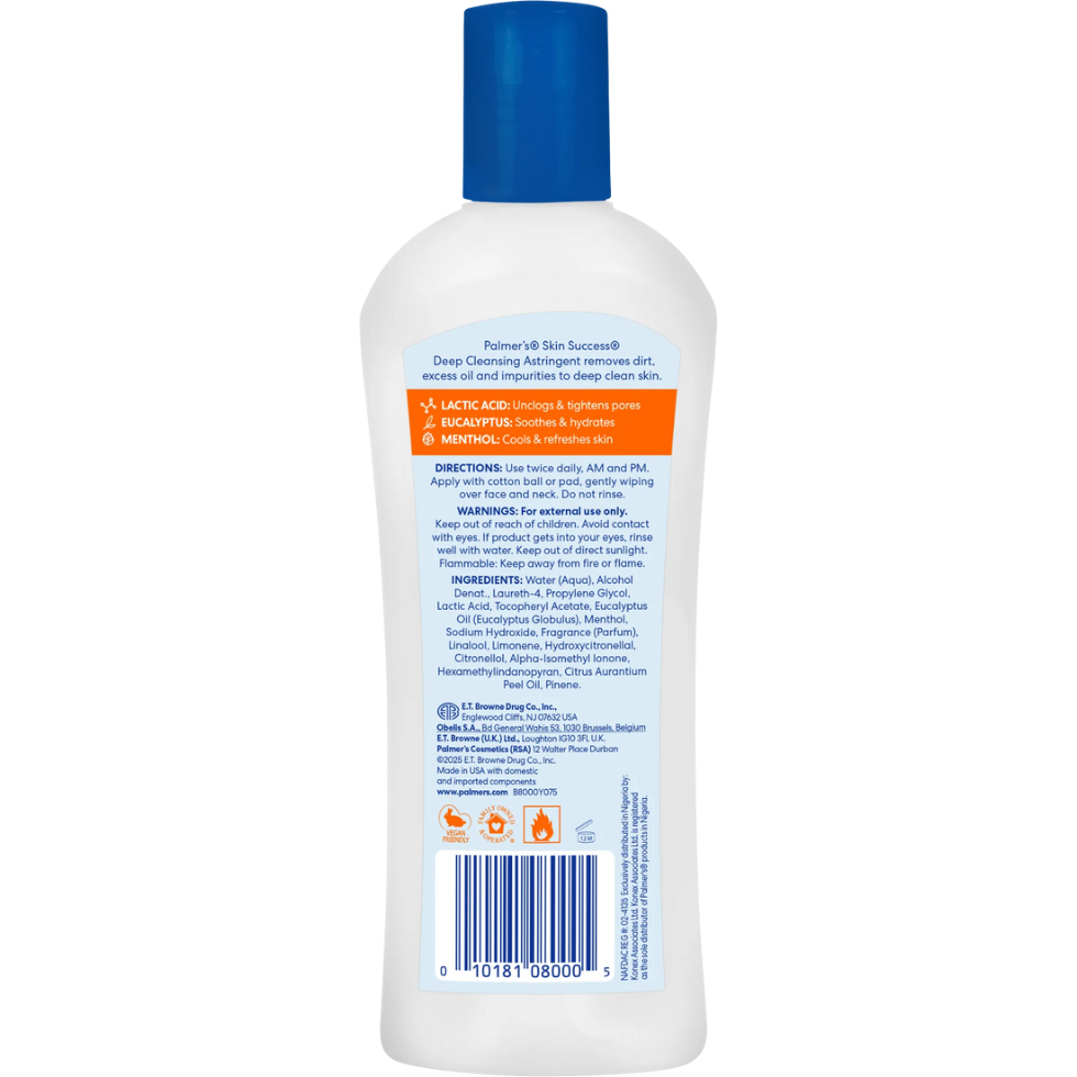 palmers skin success anti acne deep cleansing astringent 250ml oil control pore tightening toner for clear fresh skin
