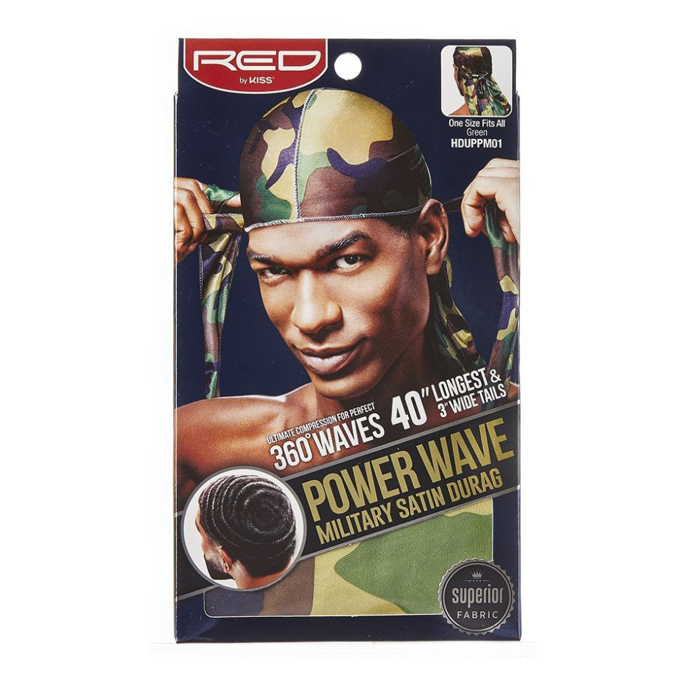 power wave military satin durag hduppm0 green wave training hair protection durag for frizz control and secure styling cap