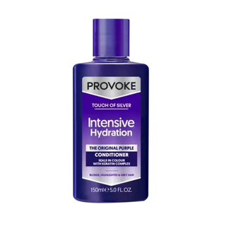 Purple conditioner for hydrating and toning blonde silver and grey hair reducing brassiness and adding shine